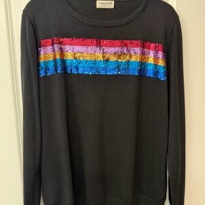 Sugarhill Black Sweater with Vibrant Sequin Stripes